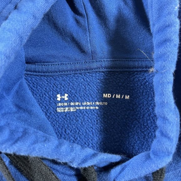 Under Armour Hoodie Rival Mens Medium Royal Blue Green Camo Logo Pullover - Picture 6 of 9